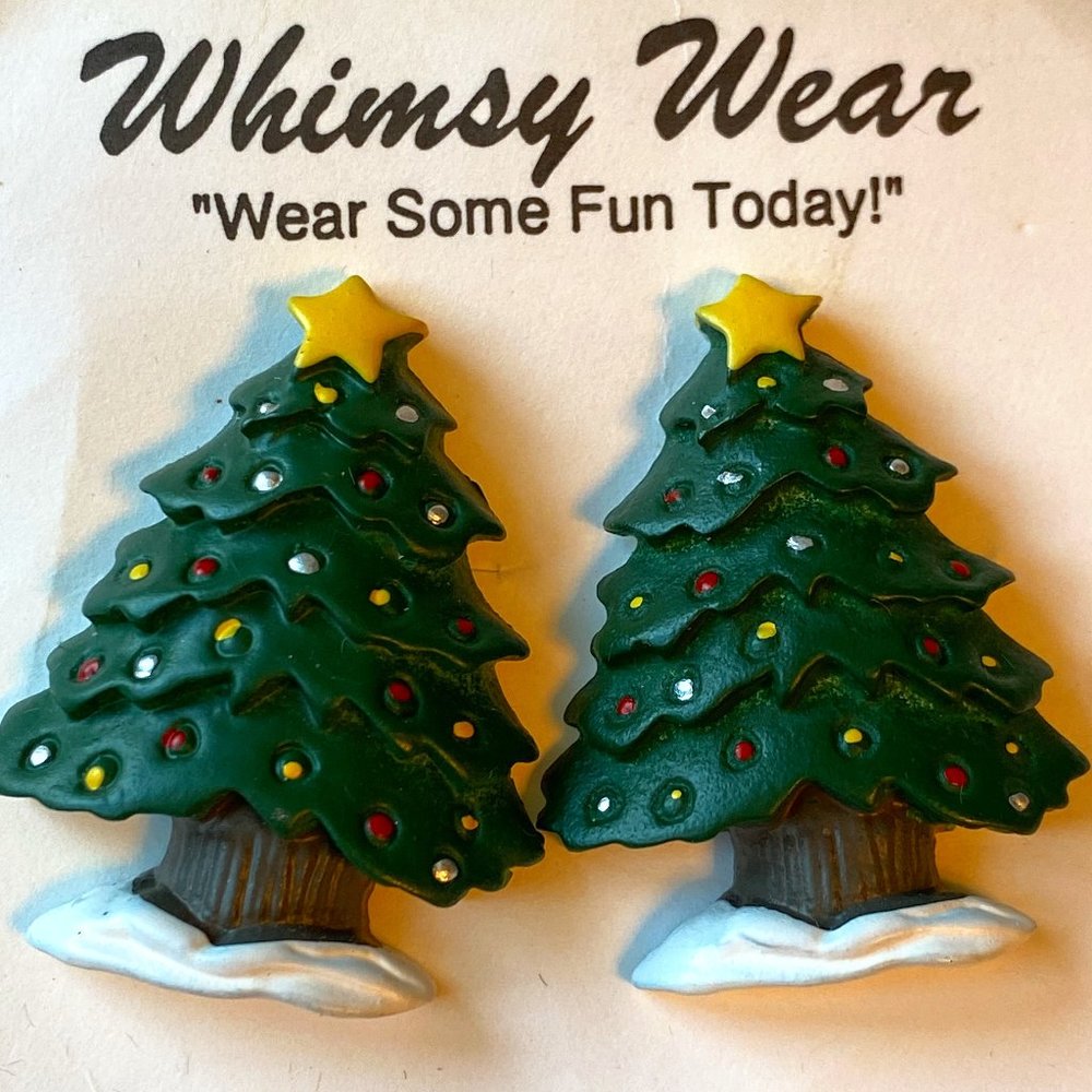 Whimsy Wear Christmas Tree Clip Earrings